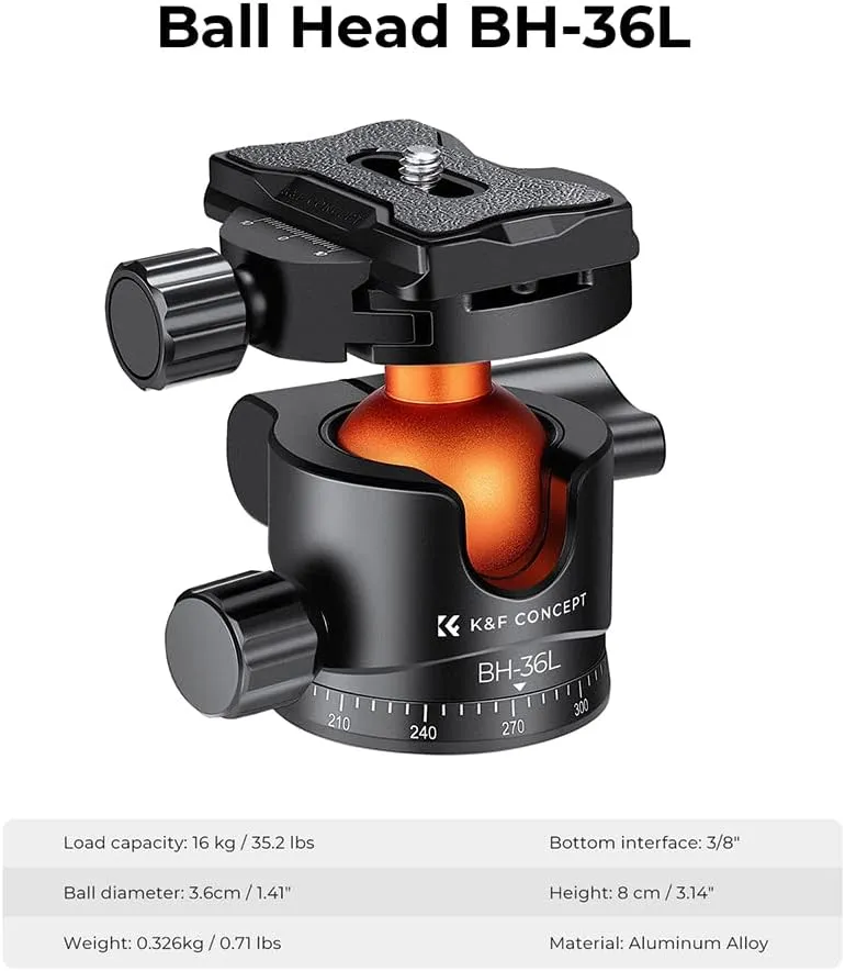 K&F BH-36L Metal Tripod Ball Head