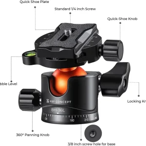 K&F BH-36L Metal Tripod Ball Head thumb 2