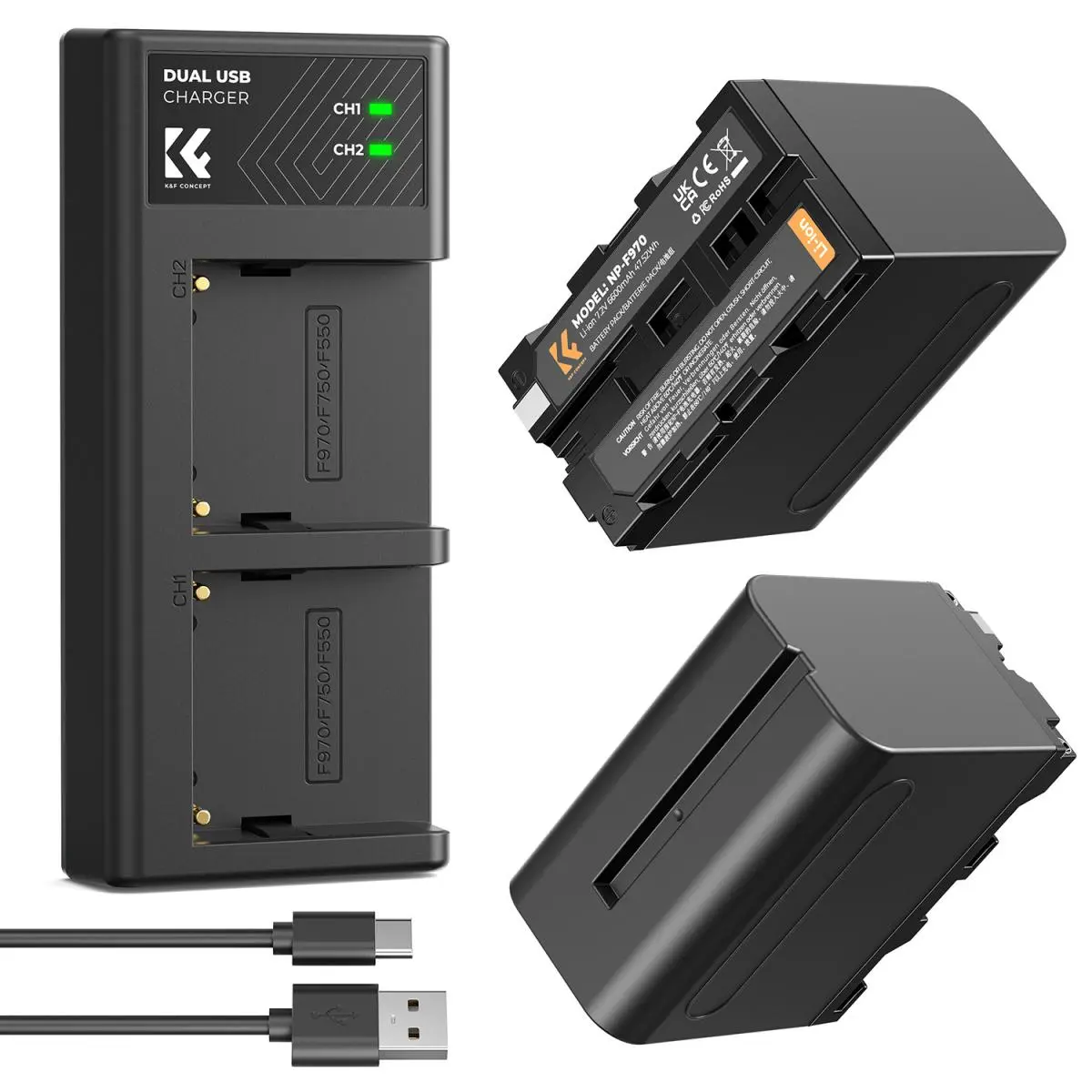 K&F NP-F970 Battery with LED Charger