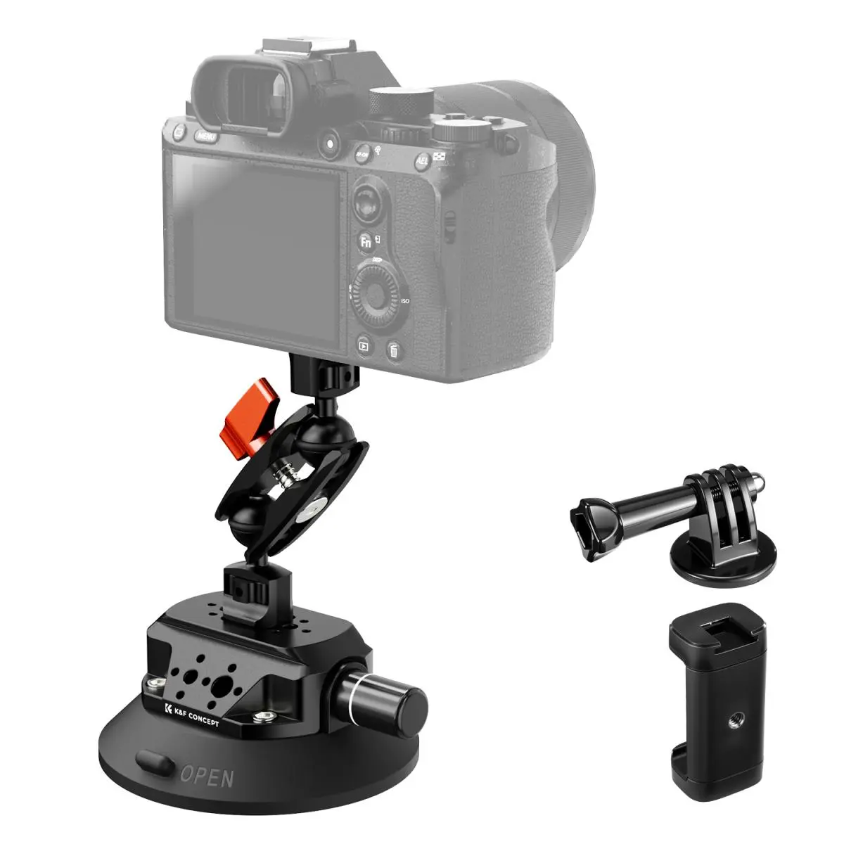 K&F 4.5″ Suction Cup Camera Mount with Magic Arm
