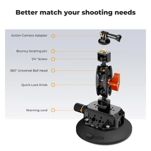 K&F 4.5″ Suction Cup Camera Mount with Magic Arm thumb 3