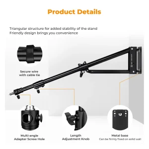 K&F 180cm Wall-Mounted Triangle Boom Arm thumb 4